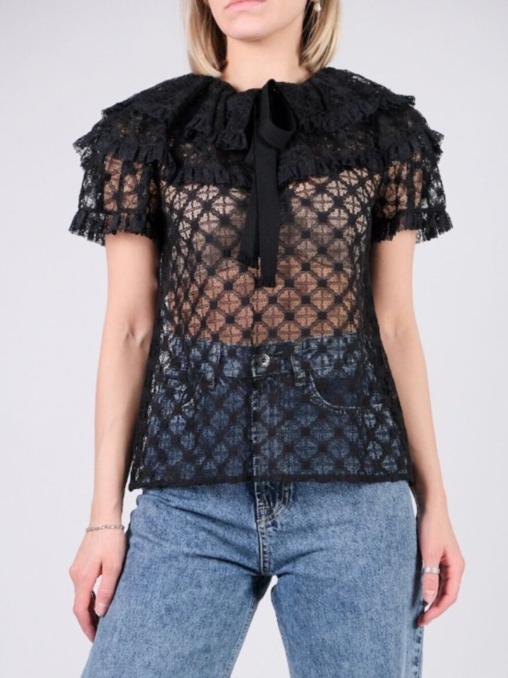 NWOT Philosophy di Lorenzo Serafini Lace Top Blouse in Noir S $350